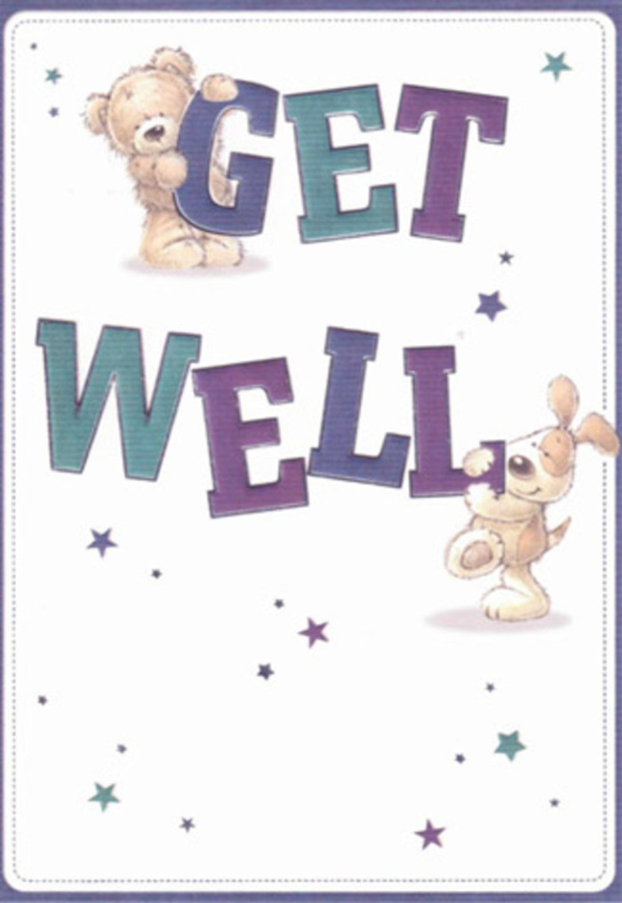 This illustrated get well card exudes a sense of gentle encouragement familiar to those who stroll through Harrow's tranquil gardens in springtime. A plump teddy bear with softly shaded caramel fur leans tenderly atop the oversized 'GET,' while a spirited puppy, ears long and comforting, playfully interacts with the bold 'WELL' below. Shades of indigo and teal echo the rich flower palettes found in Harrow's local florist shops, grounding the design with both elegance and cheerful energy. Playful starbursts-some powder blue, others purple-dance in the margins of the scene, conjuring images of hopes carried on a gentle breeze over Headstone Manor's ancient grounds. Each curve and contour of the typography feels as thoughtfully crafted as a bouquet meant to cheer a convalescing friend, with visible brush textures suggesting softness you can almost reach out and touch. The overall lightness and clarity of the design echo the optimism and warmth delivered with every arrangement from Flowers Harrow, radiating positivity and care to soothe loved ones across the community.